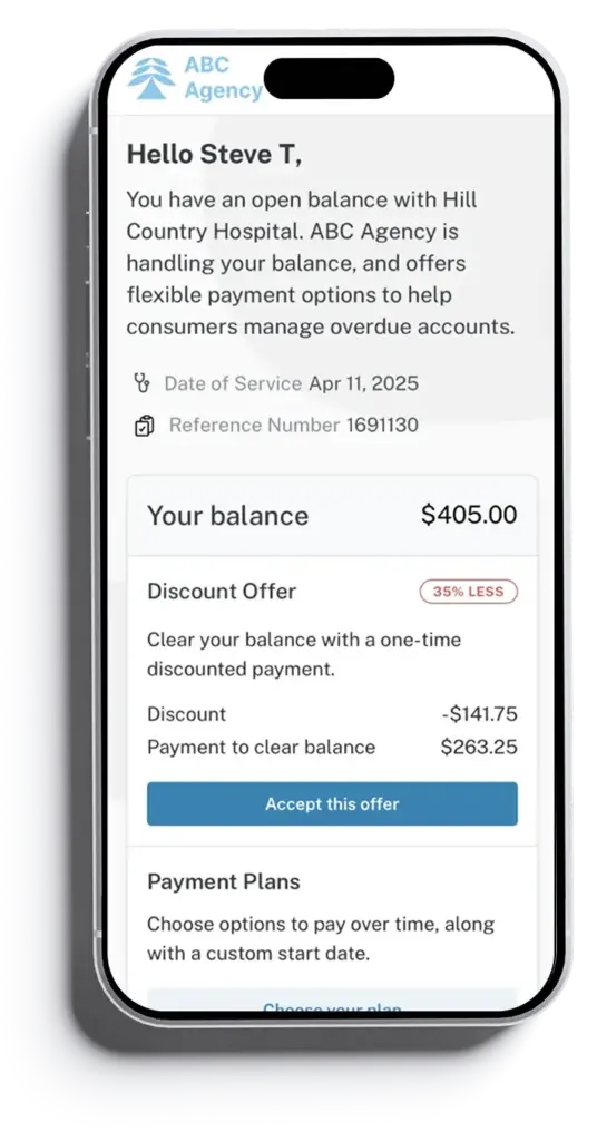 Phone onboarding showing account balance and payment plans